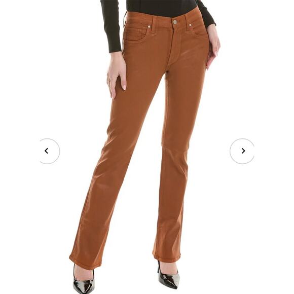 Hudson Barbara High Rise Bootcut Pants Coated Caramel Tan Neutral Size 28 - Picture 1 of 8